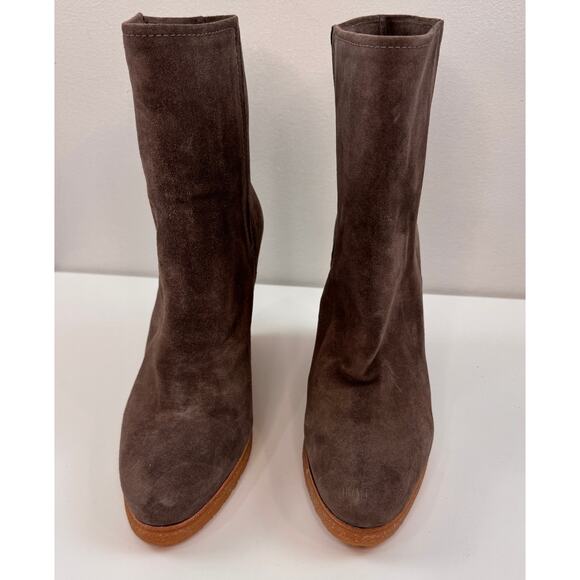 Stuart Weitzman Bootscout Ankle Boots US 9 Gray Taupe Suede Pull-On Wedge Boot - Picture 3 of 8